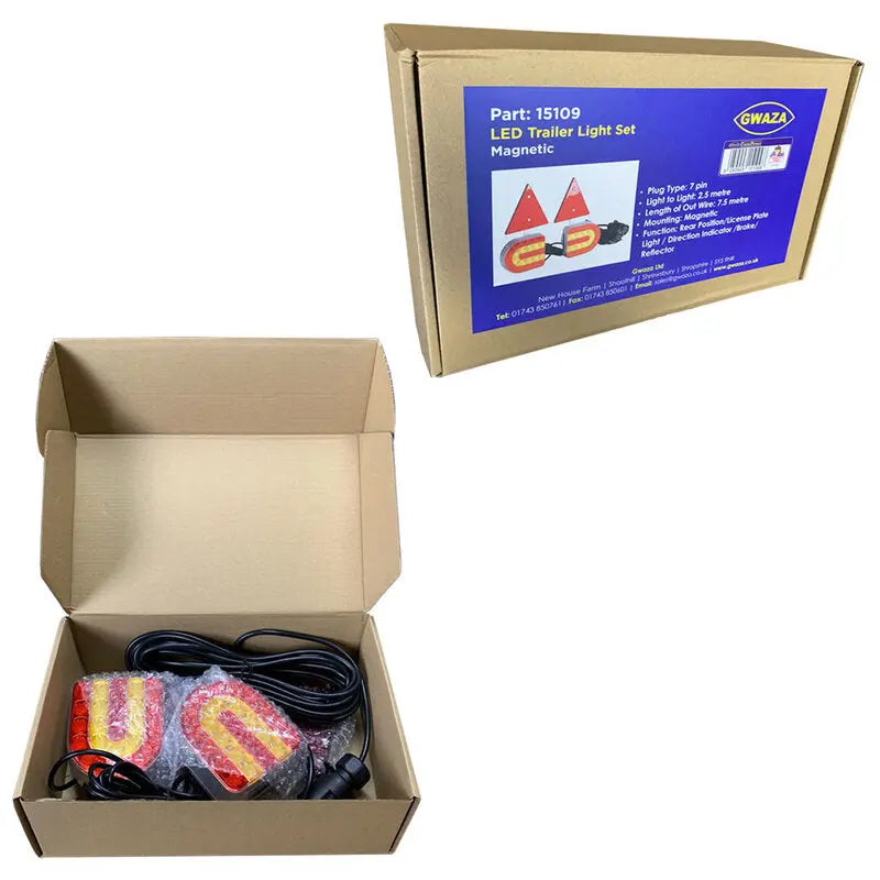 LED Trailer Set 7.5M Magnetic 2 Lights 2 Triangles