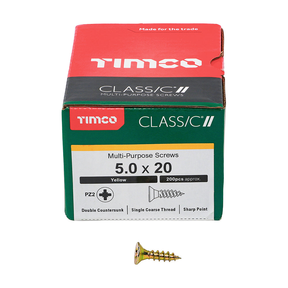 Classic Screw PZ2 CSK ZYP - 5.0 x 20 | Box of 200
