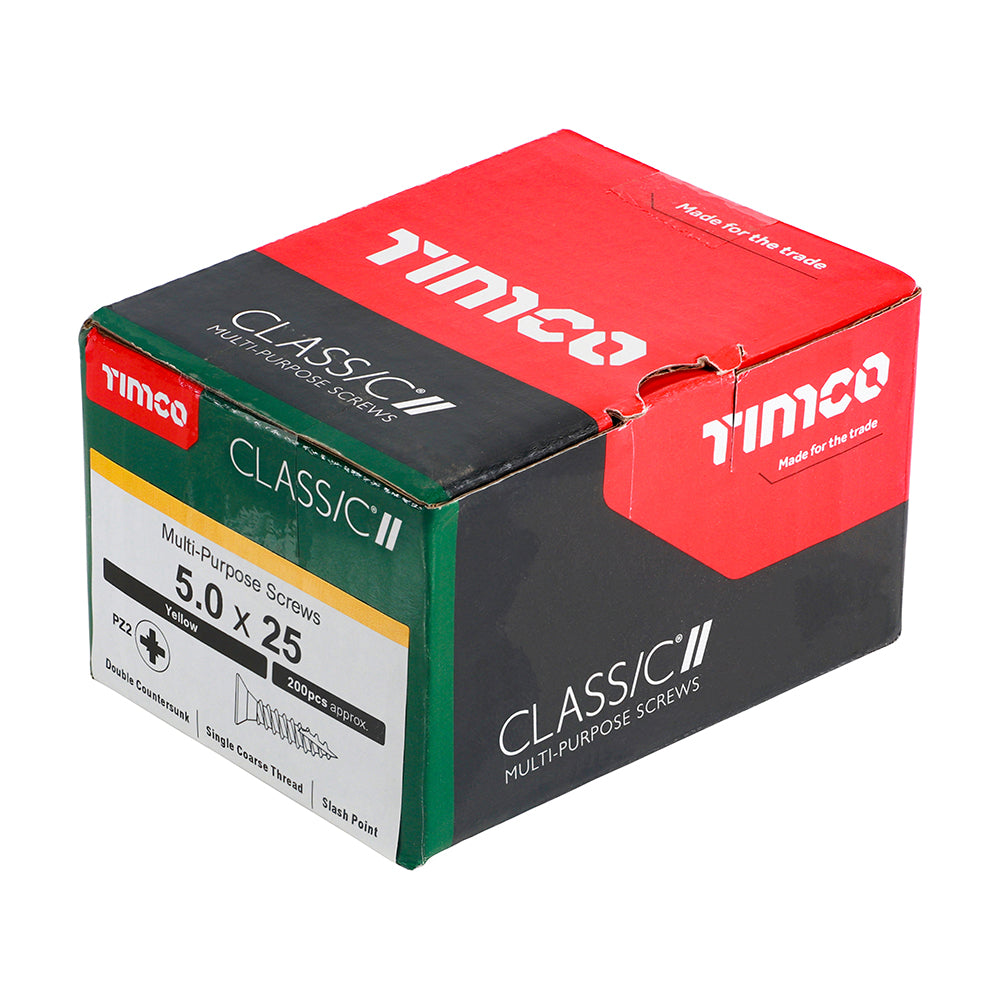 Classic Screw PZ2 CSK ZYP - 5.0 x 25 | Box of 200