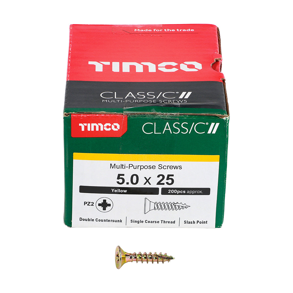 Classic Screw PZ2 CSK ZYP - 5.0 x 25 | Box of 200