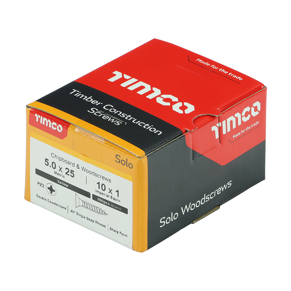 Solo Woodscrew PZ2 CSK ZYP - 5.0 x 25 | Box of 200