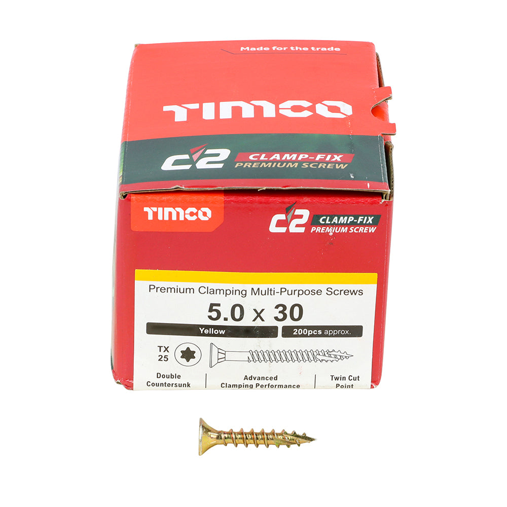 C2 Clamp-Fix TX25 CSK ZYP - 5.0 x 30 | Box of 200