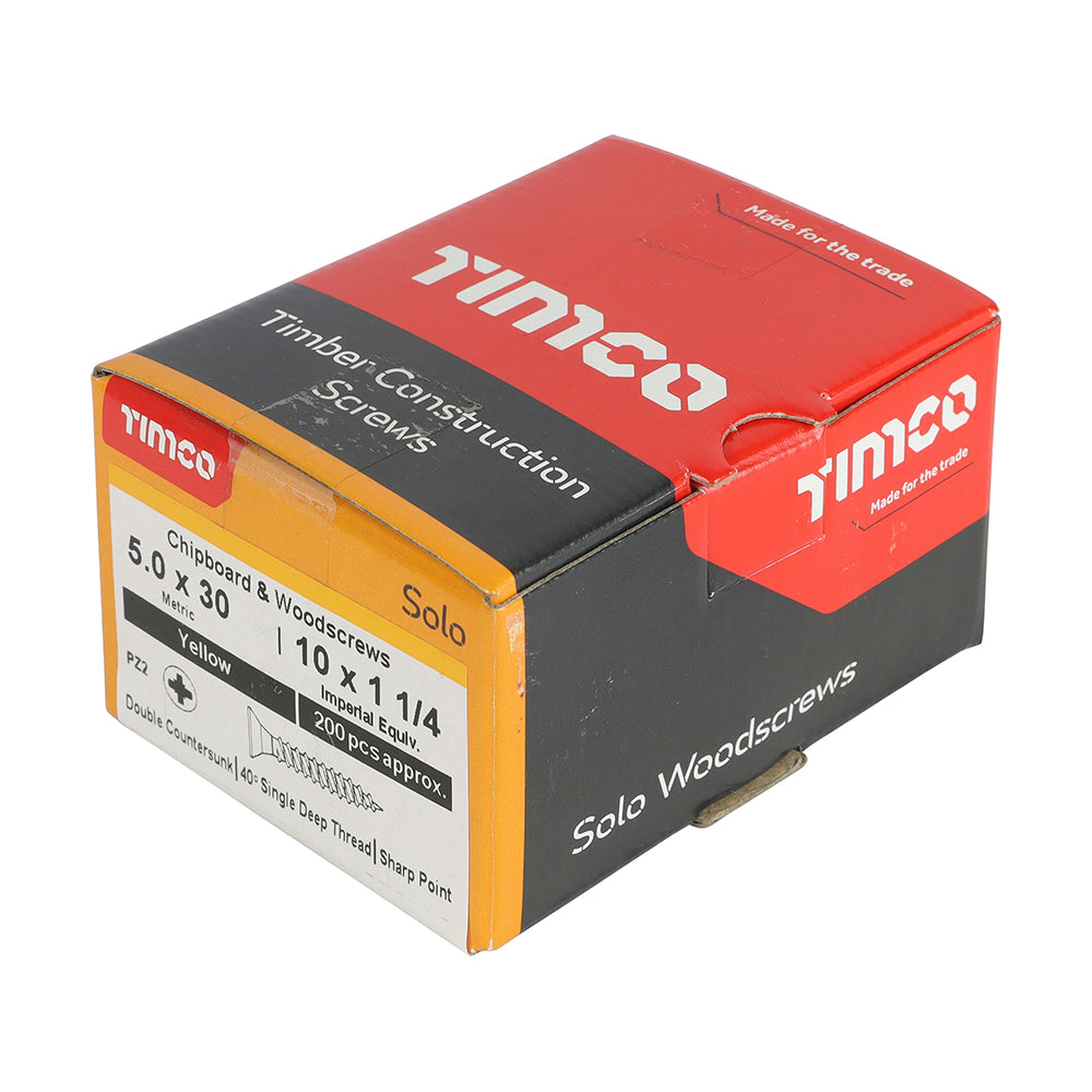 Solo Woodscrew PZ2 CSK ZYP - 5.0 x 30 | Box of 200