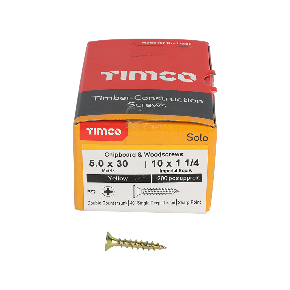 Solo Woodscrew PZ2 CSK ZYP - 5.0 x 30 | Box of 200