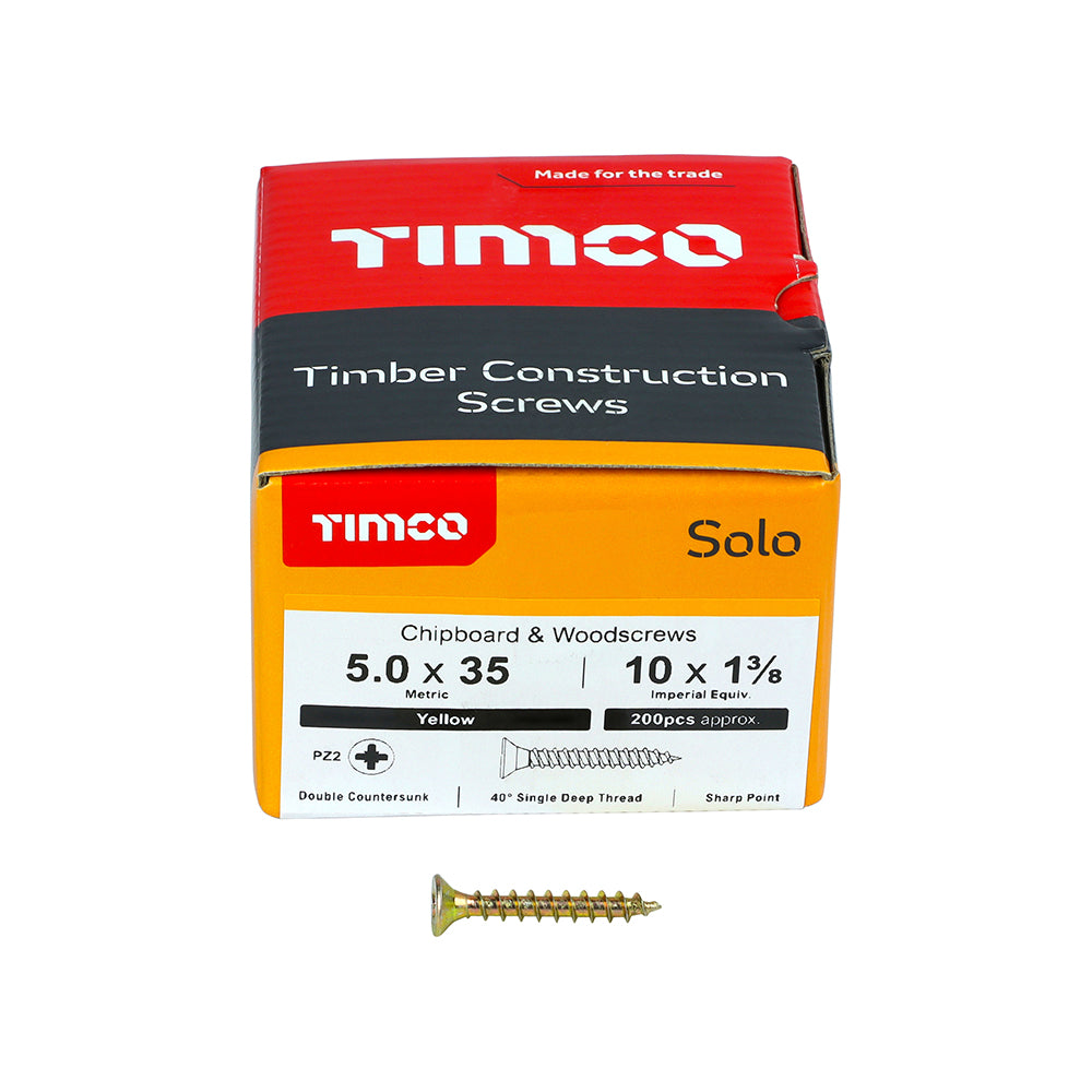 Solo Woodscrew PZ2 CSK ZYP - 5.0 x 35 | Box of 200