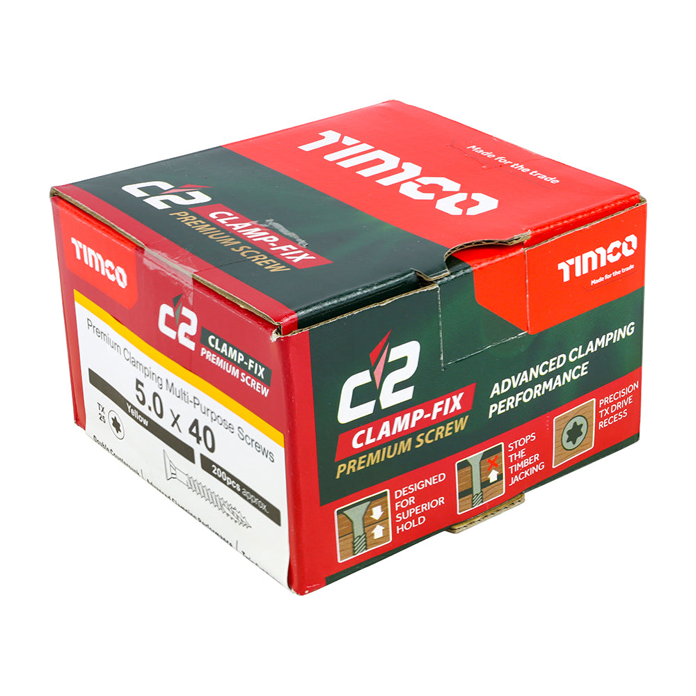 C2 Clamp-Fix TX25 CSK ZYP - 5.0 x 40 | Box of 200
