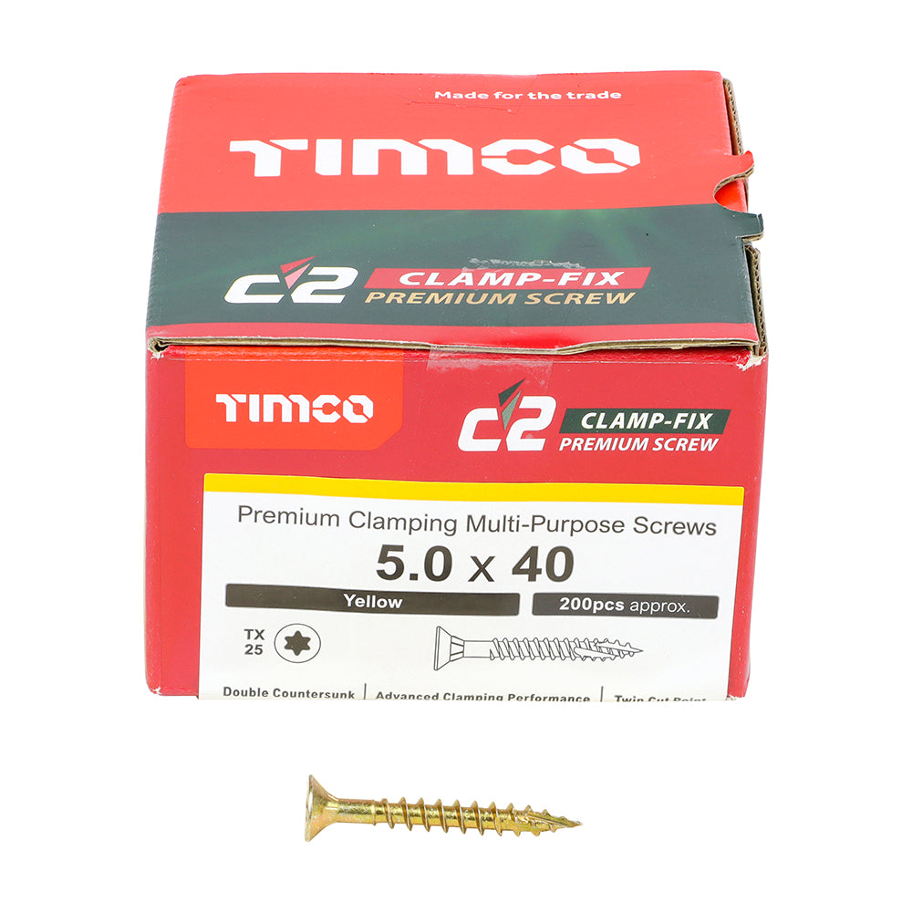 C2 Clamp-Fix TX25 CSK ZYP - 5.0 x 40 | Box of 200