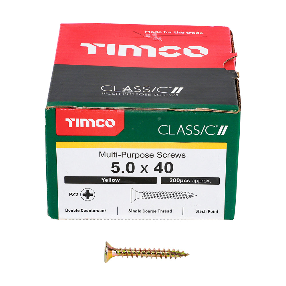 Classic Screw PZ2 CSK ZYP - 5.0 x 40 | Box of 200