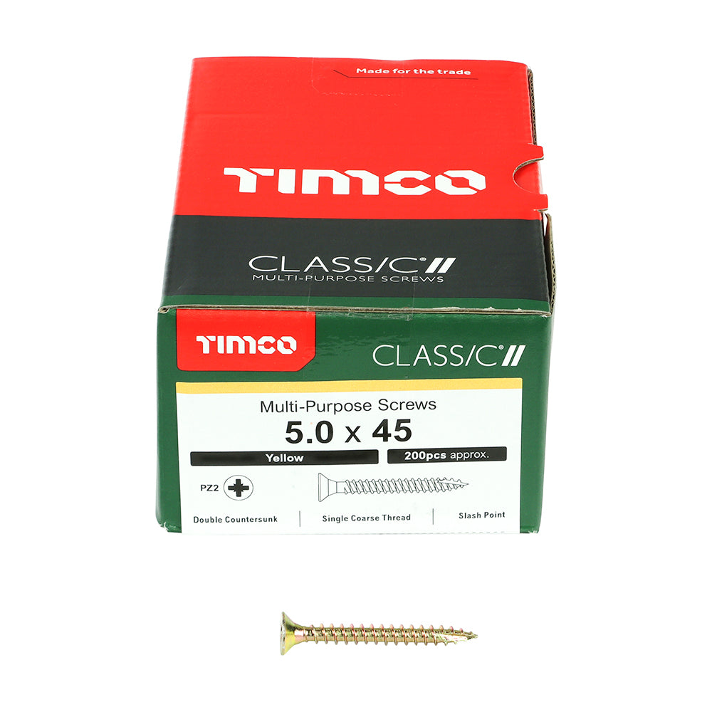 Classic Screw PZ2 CSK ZYP - 5.0 x 45 | Box of 200