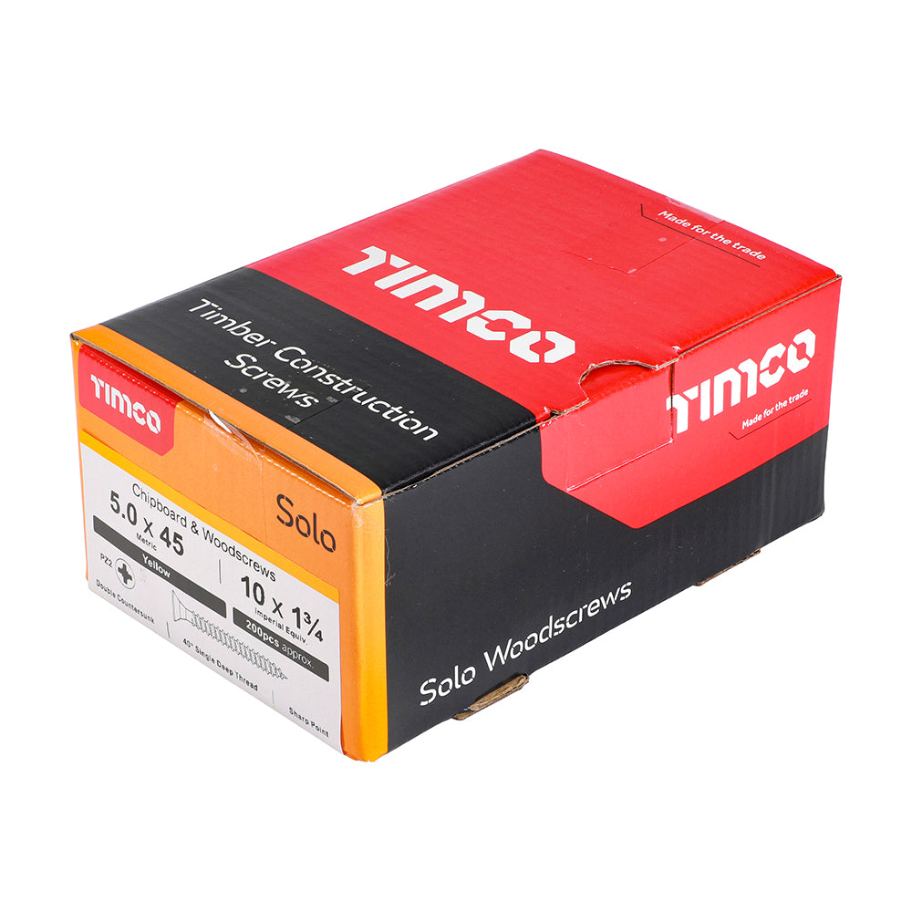 Solo Woodscrew PZ2 CSK ZYP - 5.0 x 45 | Box of 200