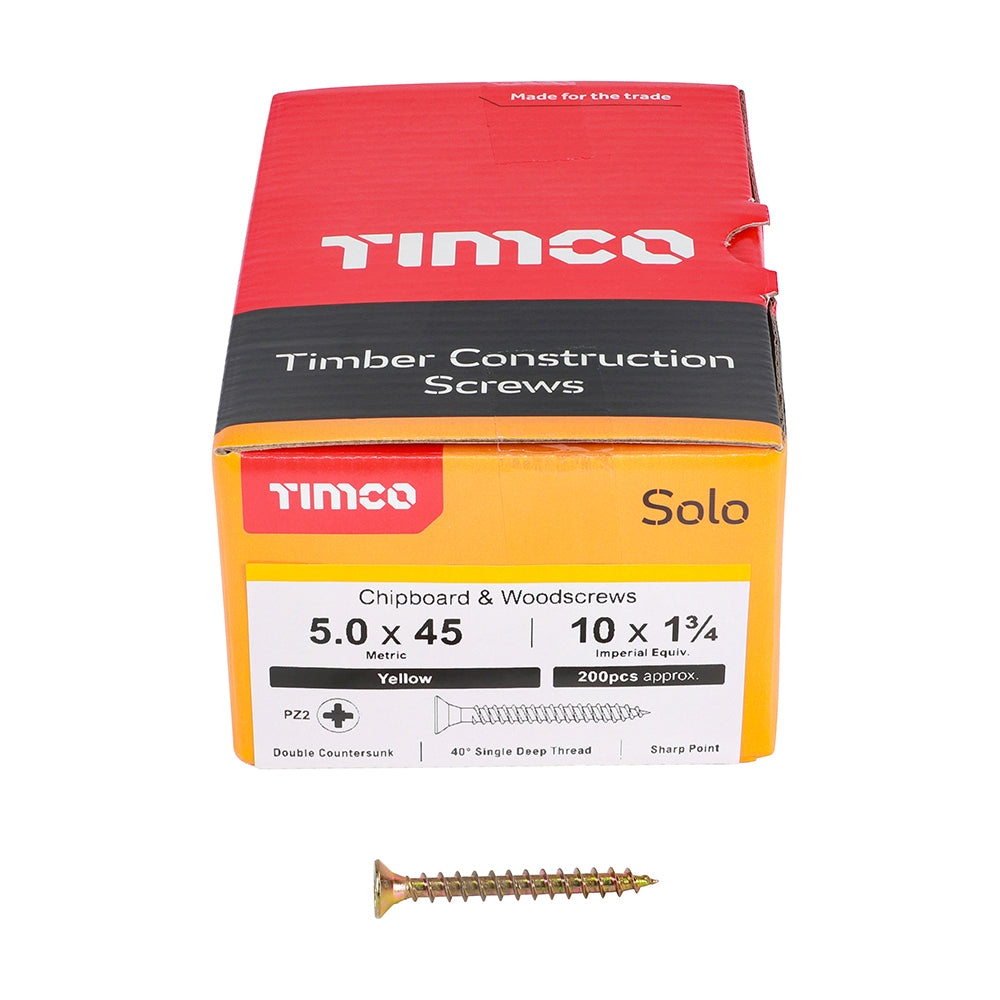 Solo Woodscrew PZ2 CSK ZYP - 5.0 x 45 | Box of 200