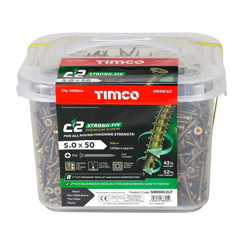 Timco C2 Strong-Fix - PZ - Double Countersunk - Twin-Cut - Yellow - Box