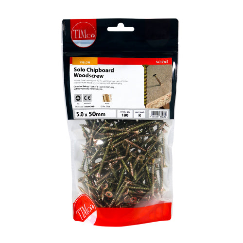 Solo Woodscrew PZ2 CSK - ZYP - 5.0 x 50 | TIMpac of 12