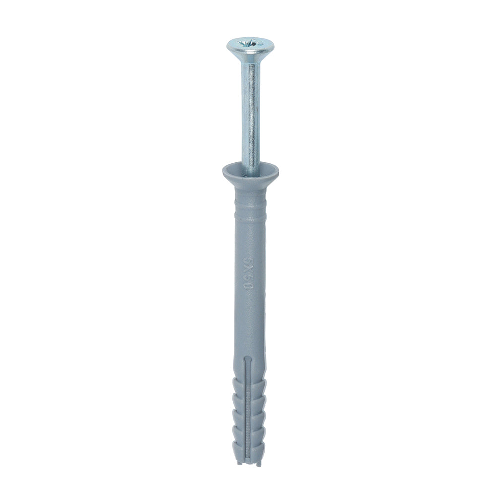 Nylon Hammer Fixing - BZP - 5.0 x 50 | Box of 200