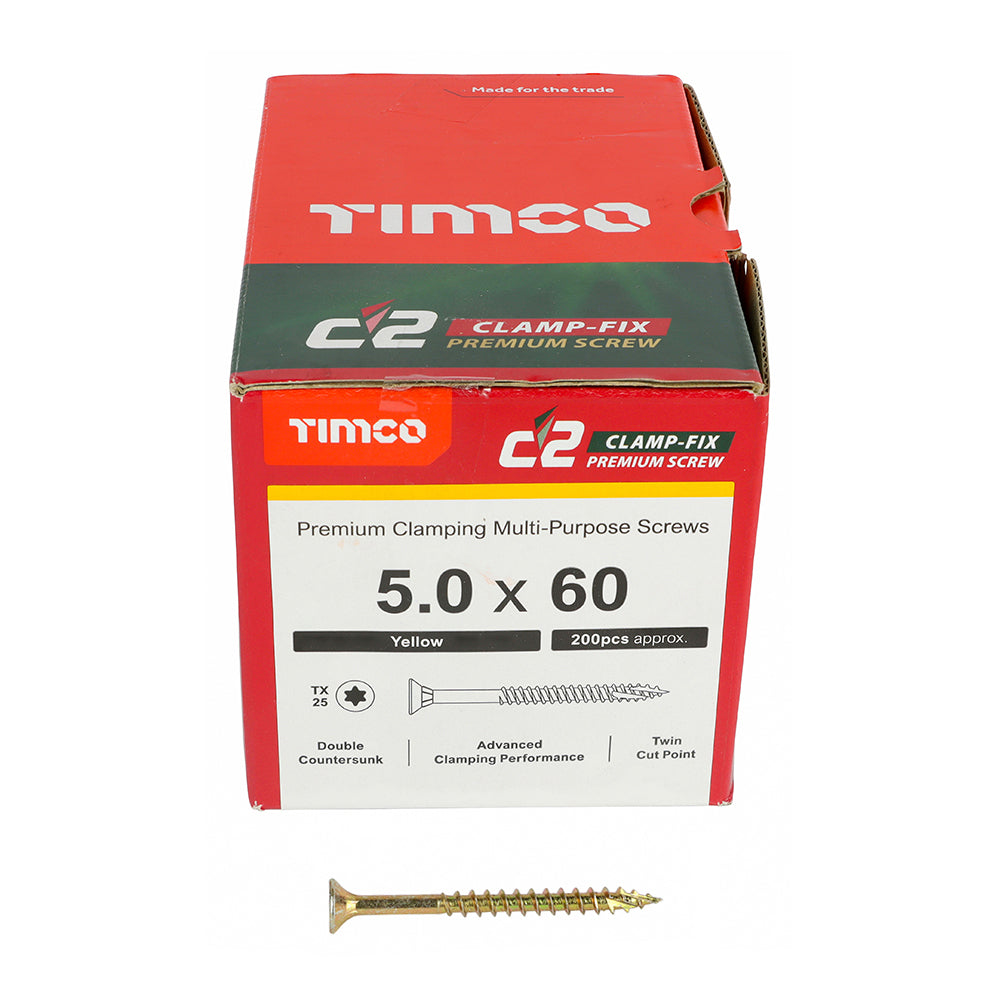 C2 Clamp-Fix TX25 CSK ZYP - 5.0 x 60 | Box of 200
