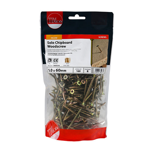 Solo Woodscrew PZ2 CSK - ZYP - 5.0 x 60 | TIMpac of 10