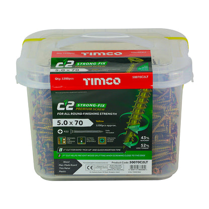 Timco C2 Strong-Fix - PZ - Double Countersunk - Twin-Cut - Yellow - Box