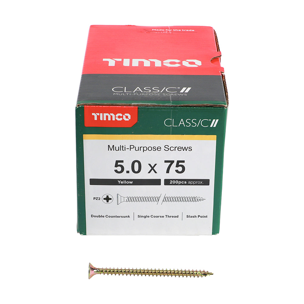 Classic Screw PZ2 CSK ZYP - 5.0 x 75 | Box of 200