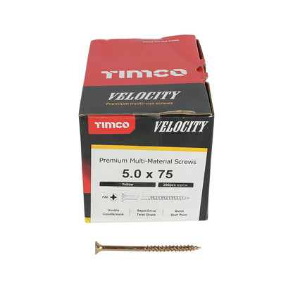 Timco Velocity Premium Multi-Use Screws - PZ - Double Countersunk - Yellow - Box