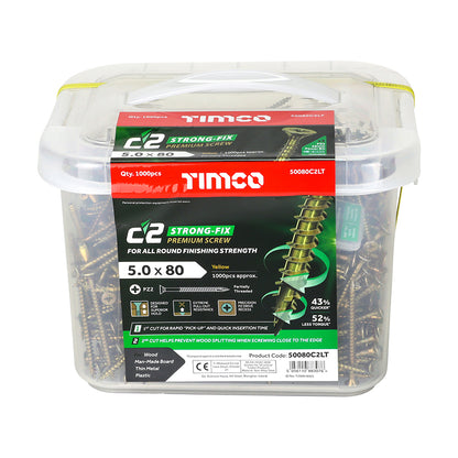 Timco C2 Strong-Fix - PZ - Double Countersunk - Twin-Cut - Yellow - Box