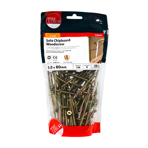 Solo Woodscrew PZ2 CSK - ZYP - 5.0 x 80 | TIMpac of 6