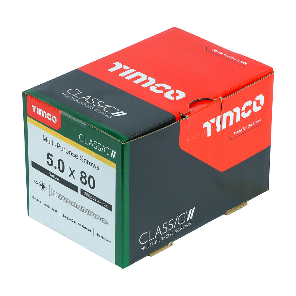 Classic Screw PZ2 CSK ZYP - 5.0 x 80 | Box of 200