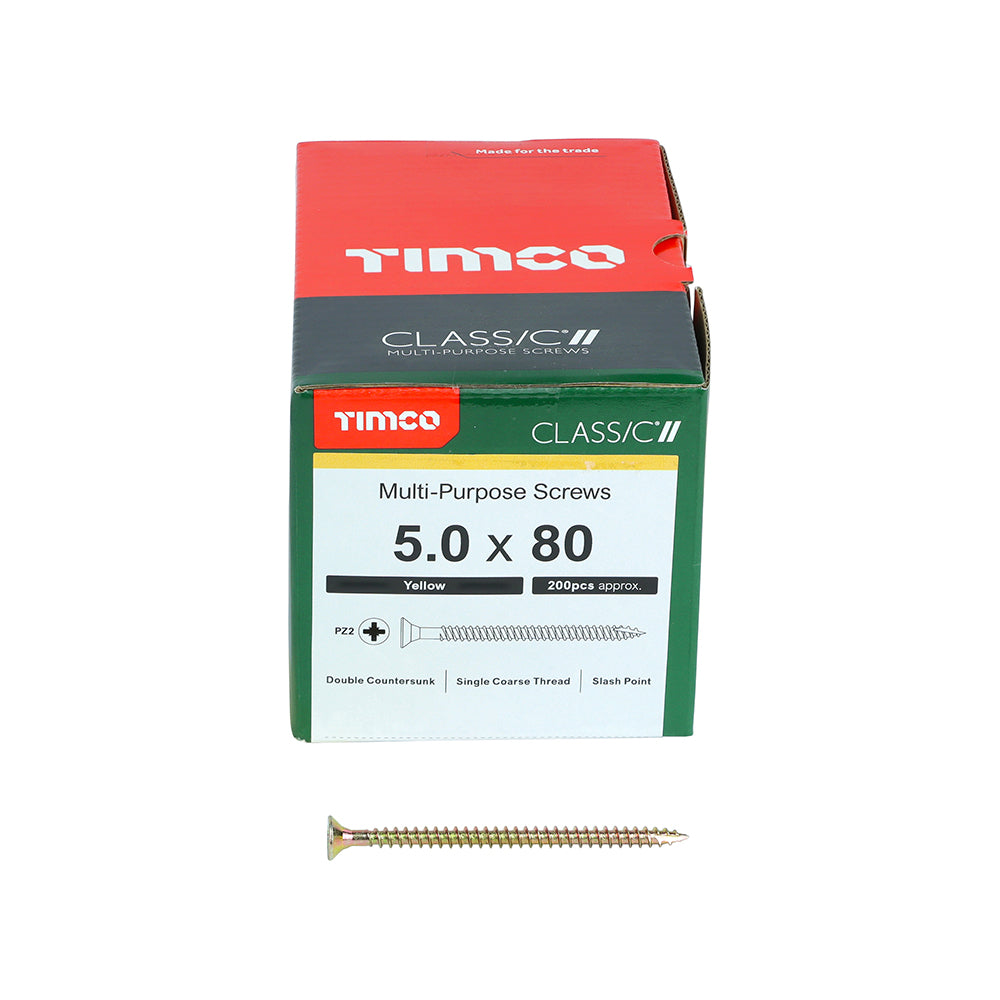 Classic Screw PZ2 CSK ZYP - 5.0 x 80 | Box of 200