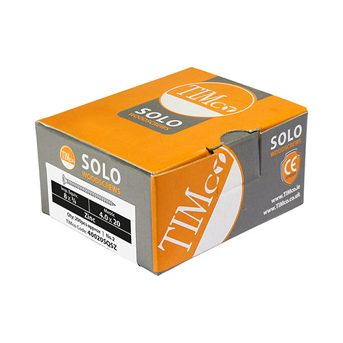 Solo Woodscrew SQ2 CSK Zinc - 5.0 x 80 | Box of 200
