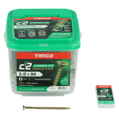 Timco C2 Strong-Fix - PZ - Double Countersunk - Twin-Cut - Yellow - Box