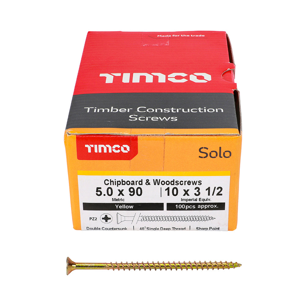 Solo Woodscrew PZ2 CSK ZYP - 5.0 x 90 | Box of 100