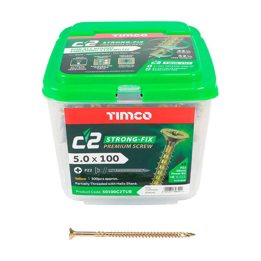 Timco C2 Strong-Fix - PZ - Double Countersunk - Twin-Cut - Yellow - Box