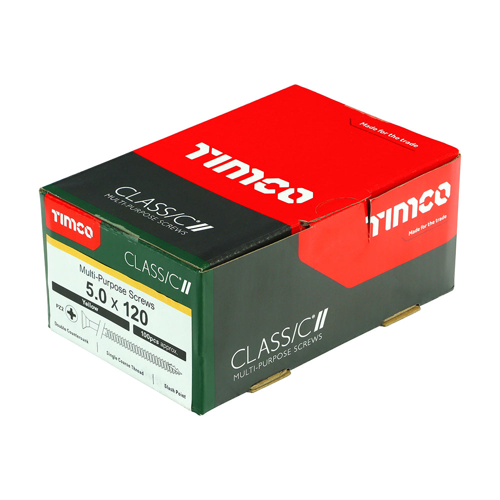 Classic Screw PZ2 CSK ZYP - 5.0 x 120 | Box of 100
