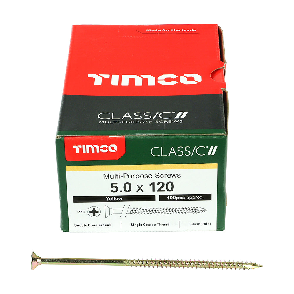 Classic Screw PZ2 CSK ZYP - 5.0 x 120 | Box of 100