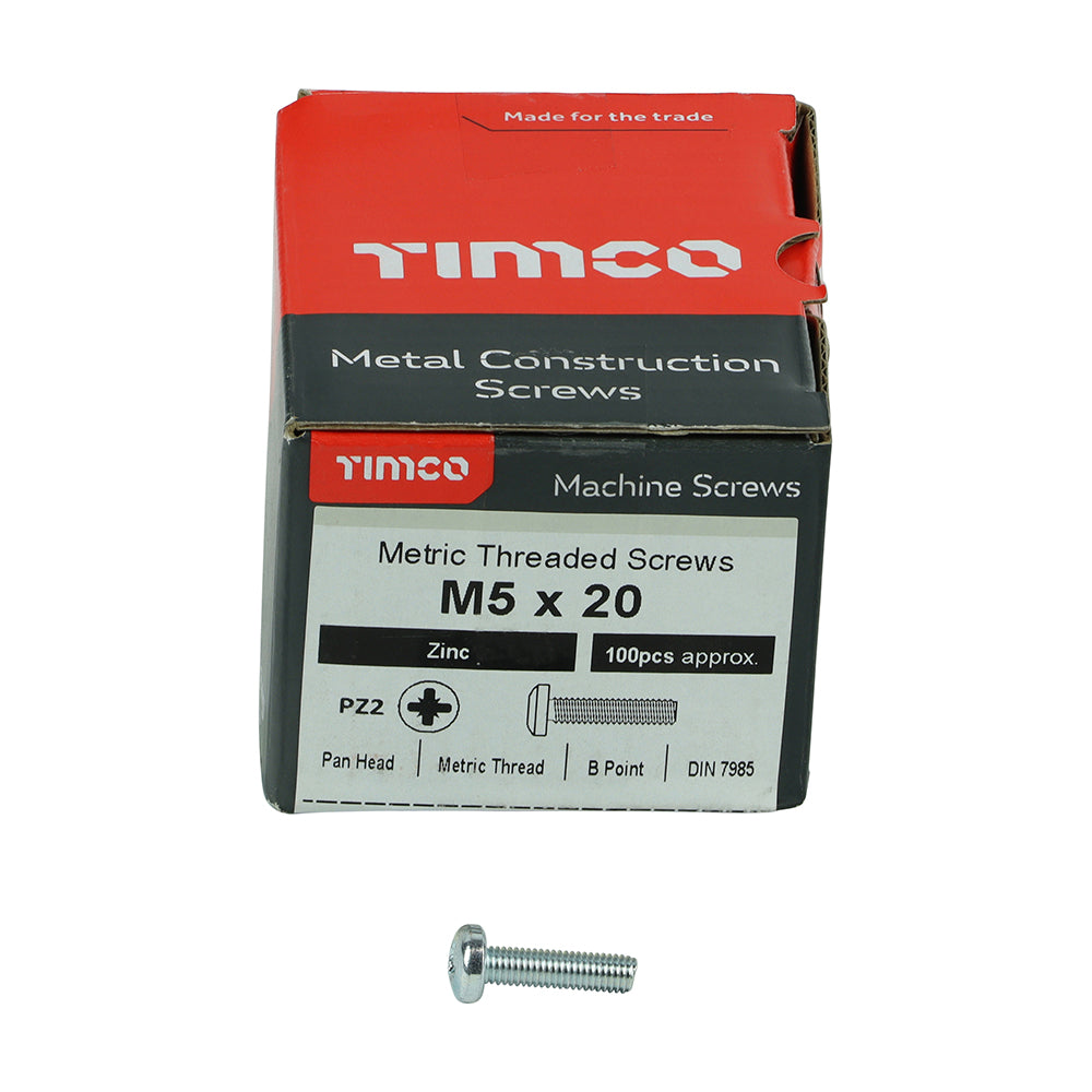 Machine Screw PZ2 PAN Zinc - M5 x 20 | Box of 100