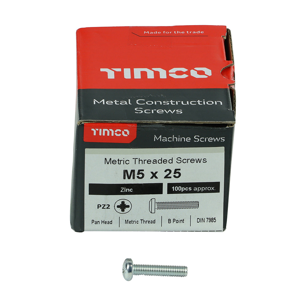 Machine Screw PZ2 PAN Zinc - M5 x 25 | Box of 100