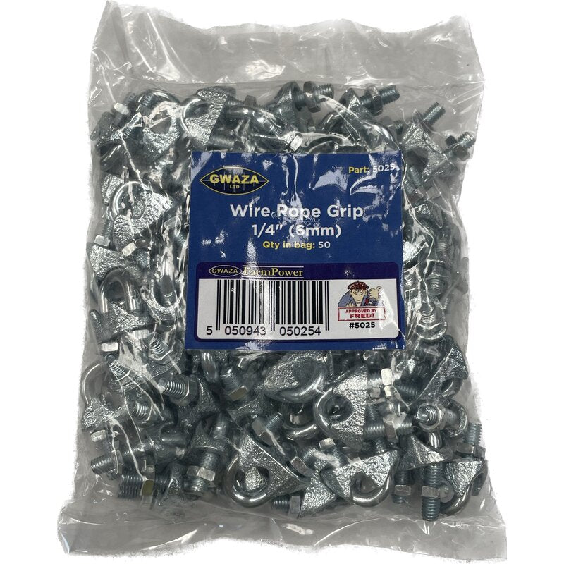 Wire Rope Grips 1/4 inch (6mm) (50 pcs) Gwaza