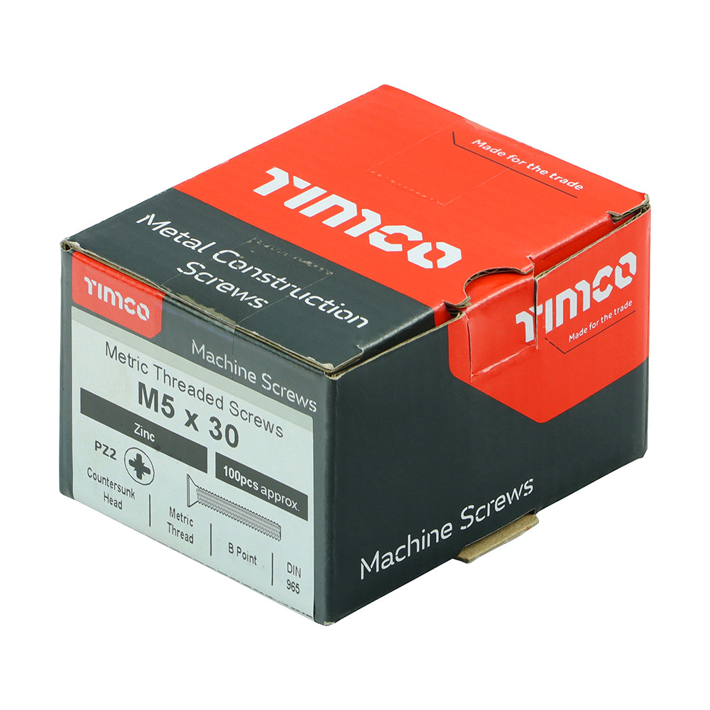 Machine Screw PZ2 CSK Zinc - M5 x 30 | Box of 100