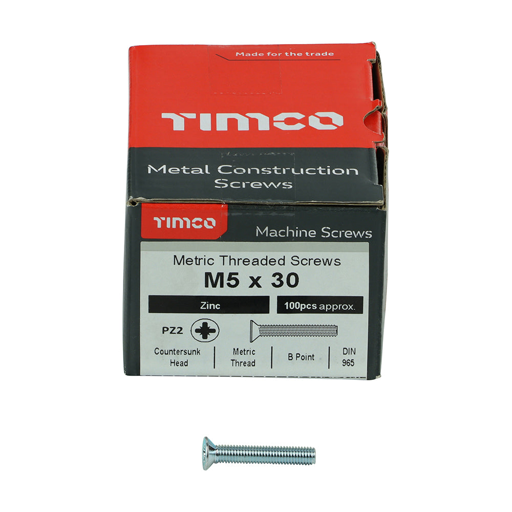 Machine Screw PZ2 CSK Zinc - M5 x 30 | Box of 100