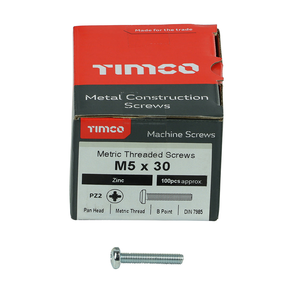 Machine Screw PZ2 PAN Zinc - M5 x 30 | Box of 100