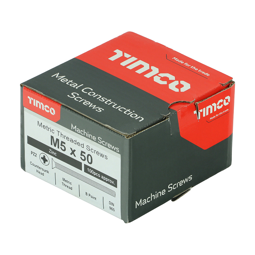 Machine Screw PZ2 CSK Zinc - M5 x 50 | Box of 100