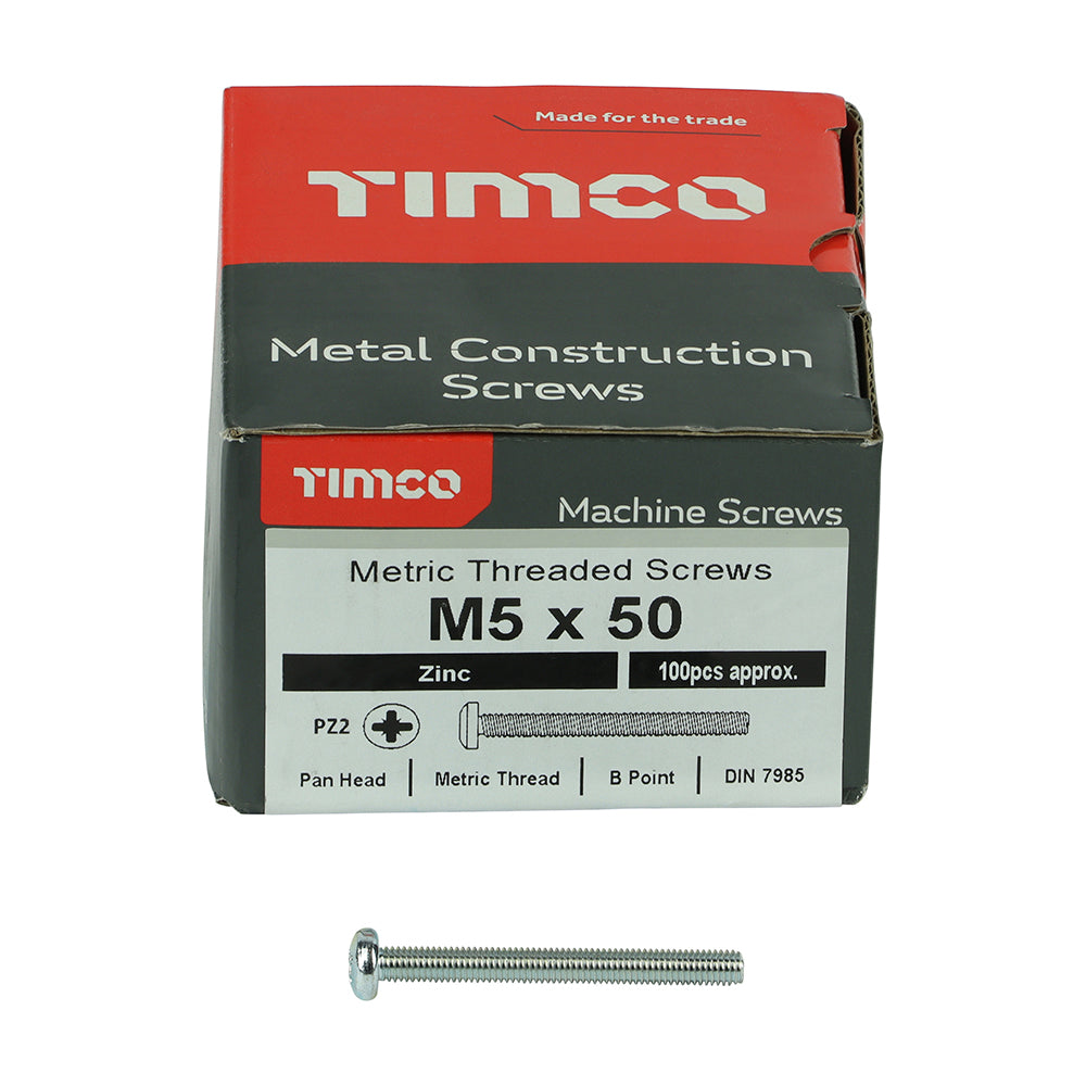 Machine Screw PZ2 PAN Zinc - M5 x 50 | Box of 100