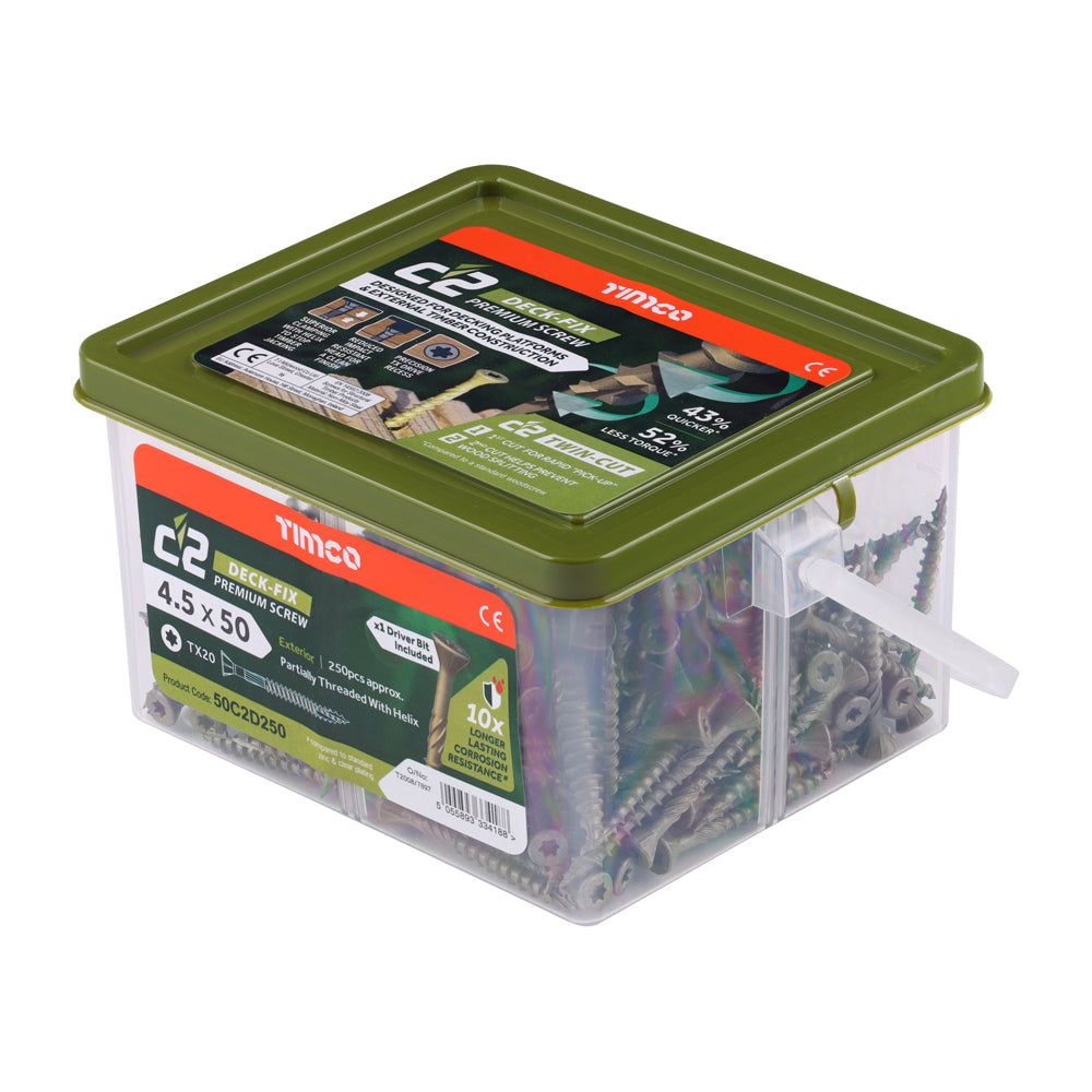 C2 Deck-Fix TX20 CSK GRN TUB - 4.5 x 50 | Tub of 250