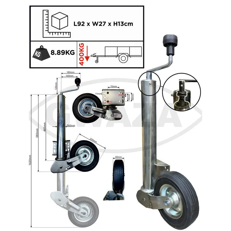 Gwaza Jockey Wheel 60mm N.W.L 400kg
