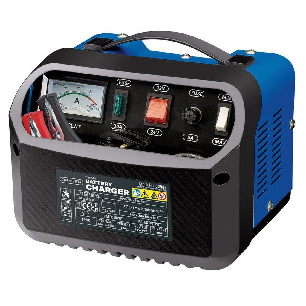 Draper 12/24V Battery Charger, 16 - 20A Draper Tools