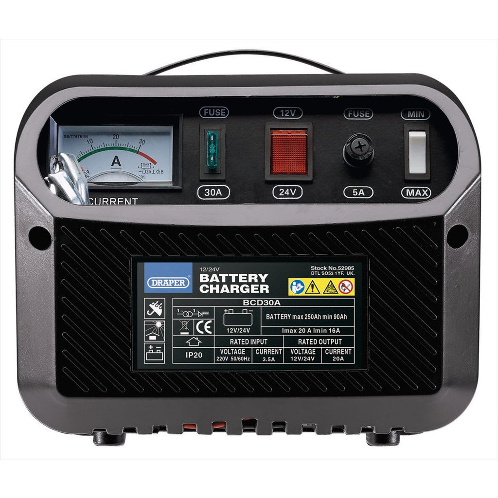 Draper 12/24V Battery Charger, 16 - 20A Draper Tools