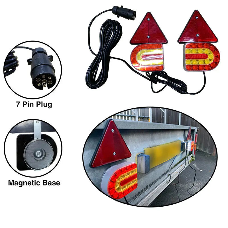 LED Trailer Set 7.5M Magnetic 2 Lights 2 Triangles