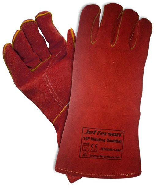 Jefferson Welding Gauntlet - Red 250mm/14" Scan