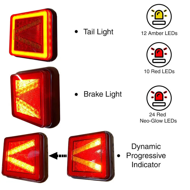 Lamp Tail 3 in 1 LED Neon 10-30V PAIR