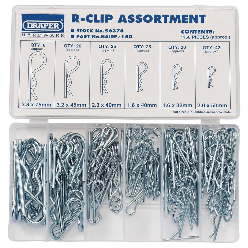 Draper R-Clip Assortment (150 Piece)