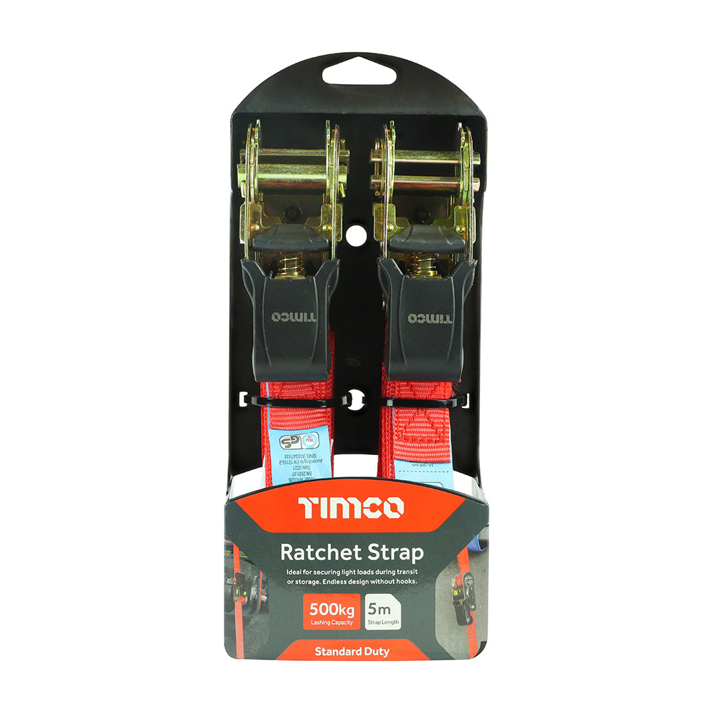 Timco Endless Ratchet Straps - Standard Duty - 5m x 25mm - Pack of 2